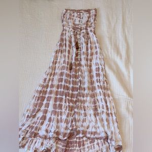 Pink and white tie dye floor length boho dress size small